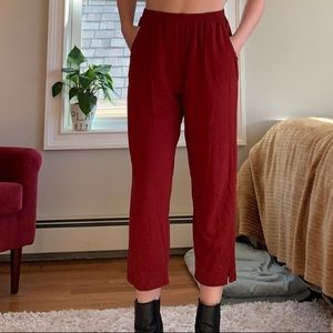 RED ELASTIC WAIST PANTS